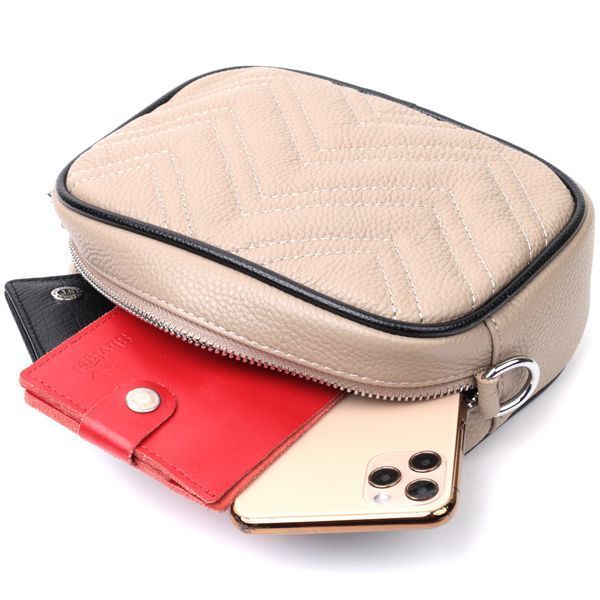Женская вечерняя сумка на цепочке из натуральной кожи Vintage 22381 Бежевая 22381 фото