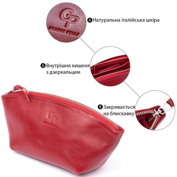 Жіноча косметичка зі шкіри Amelin GRANDE PELLE 11303 Червона 11303 фото