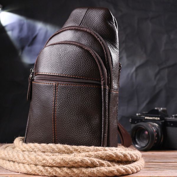Зручна чоловіча сумка через плече з натуральної шкіри 21308 Vintage Коричнева 21308 фото