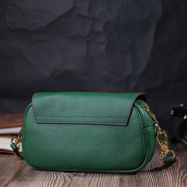 Шкіряна сумка жіноча в красивому кольорі і з фігурним клапаном Vintage 22430 Зелена 22430 фото