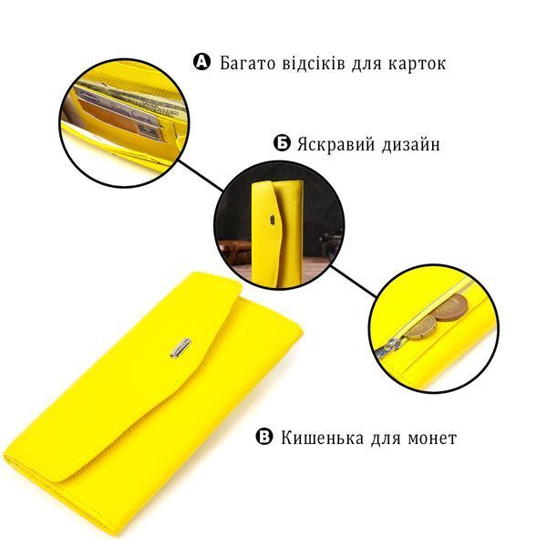 Яскраве жіноче портмоне з натуральної шкіри флотар CANPELLINI 21697 Жовте 21697 фото