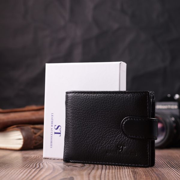Невеликий місткий гаманець із натуральної шкіри ST Leather 22456 Чорний 22456 фото