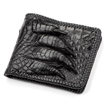 Портмоне CROCODILE LEATHER 18004 з натуральної шкіри крокодила Чорне 18004 фото