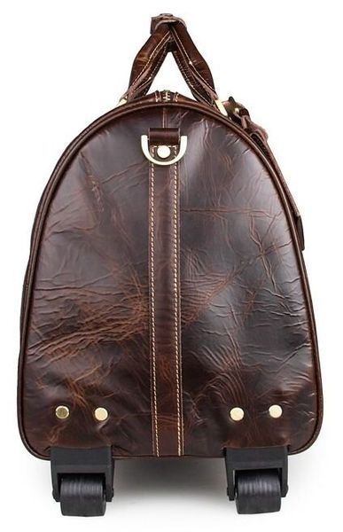 Кожаная дорожная сумка на колесах для путешествий и командировок Vintage 14254 Коричневая 14254 фото