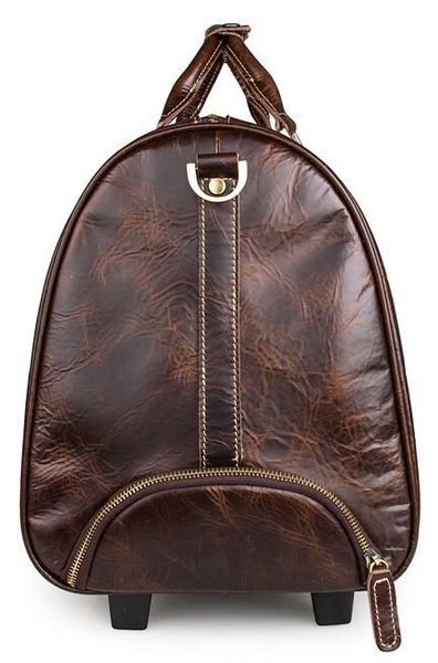 Кожаная дорожная сумка на колесах для путешествий и командировок Vintage 14254 Коричневая 14254 фото