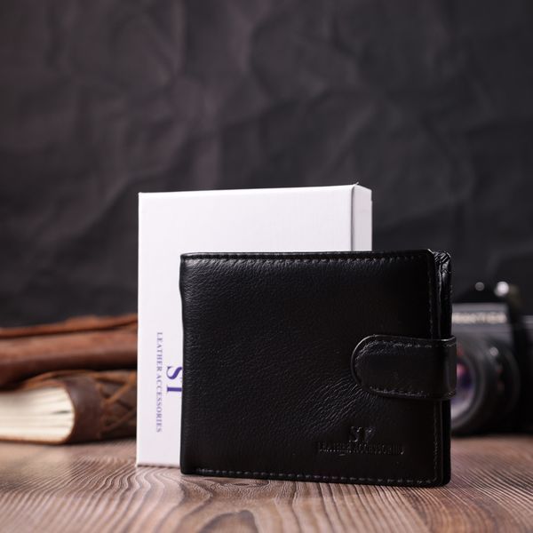 Гаманець для чоловіків зручного розміру з натуральної шкіри ST Leather 22463 Чорний 22463 фото
