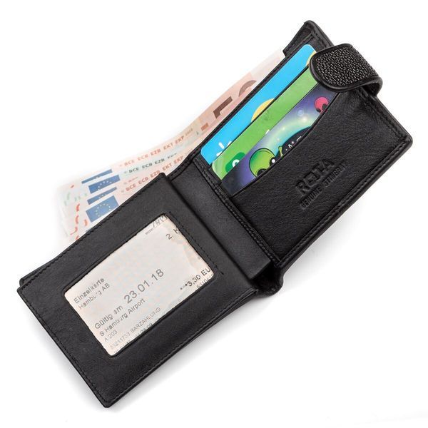 Портмоне чоловіче STINGRAY LEATHER 18070 з натуральної шкіри морського ската Чорне 18070 фото
