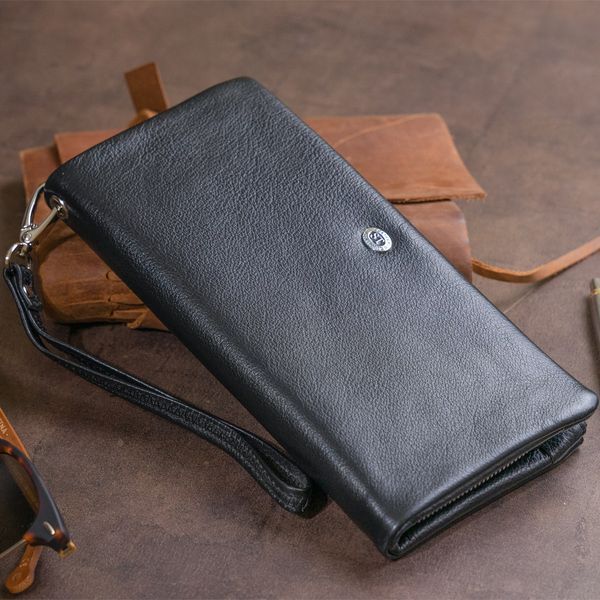Гаманець-клатч зі шкіри з кишенею для мобільного ST Leather 19310 Чорний 19310 фото