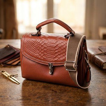 Жіноча шкіряна сумка із защіпкою для міста та щоденного використання Vintage 22417 Коричнева 22417 фото