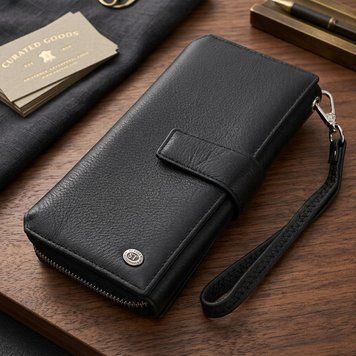 Гаманець клатч унісекс з натуральної шкіри для карток та купюр ST Leather 19432 Чорний 19432 фото