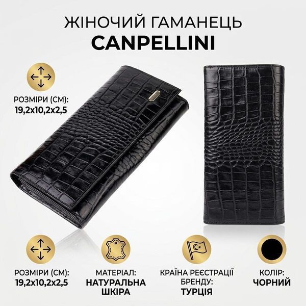 Жіночий шкіряний гаманець для карток купюр та монет CANPELLINI 21525 Чорний 21525 фото