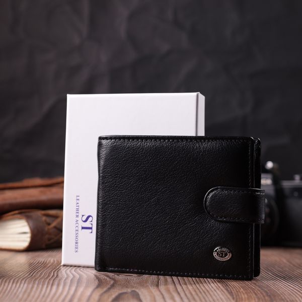 Гаманець чоловічий середнього розміру з натуральної шкіри ST Leather 22473 Чорний 22473 фото