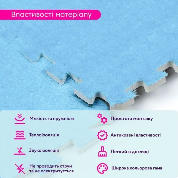 Підлога-пазл плюшевий 30х30х1см Блакитний (D) SW-00002090 SW-00002090 фото