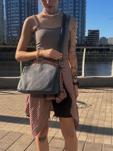 Сумка на плече з натуральної шкіри Vintage 23009 Синій 23009 фото