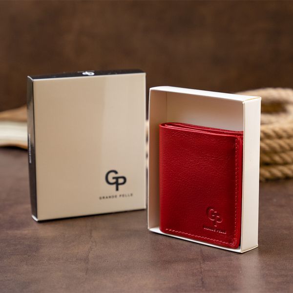 Вертикальне глянсове портмоне з накладною монетницьою GRANDE PELLE 11331 Червоне 11331 фото