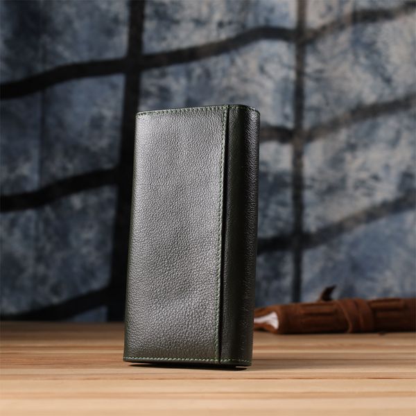 Стильний гаманець у два складення з натуральної шкіри ST Leather 23066 Зелений 23066 фото