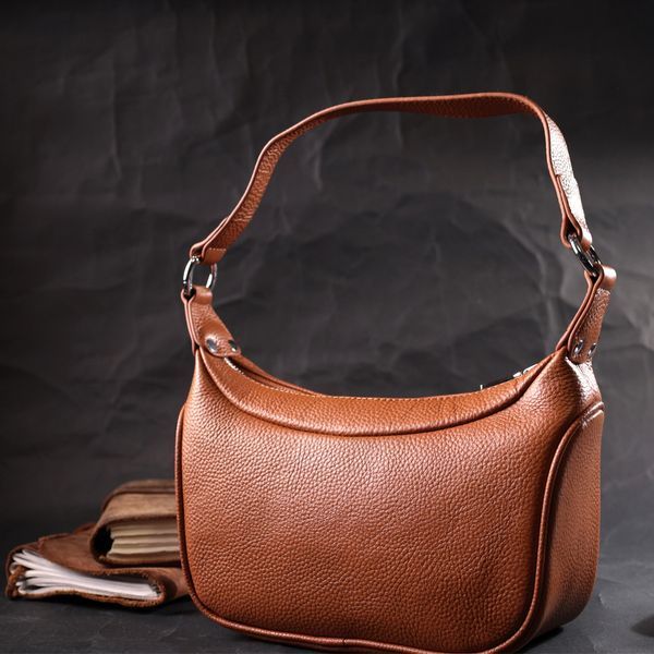 Сумка напівкруглого формату з однією ручкою з натуральної шкіри Vintage 22413 Коричнева 22413 фото