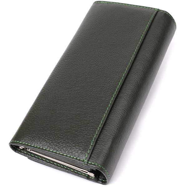 Стильний гаманець у два складення з натуральної шкіри ST Leather 23066 Зелений 23066 фото
