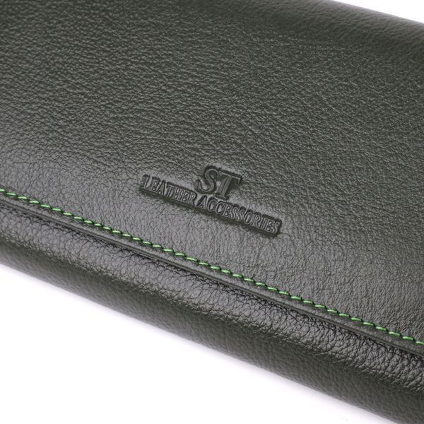 Стильний гаманець у два складення з натуральної шкіри ST Leather 23066 Зелений 23066 фото