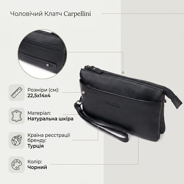 Чоловічий шкіряний клатч для карток купюр та документів CANPELLINI 21557 Чорний 21557 фото