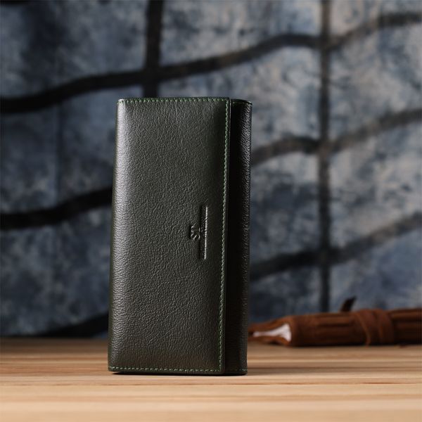 Стильний гаманець у два складення з натуральної шкіри ST Leather 23066 Зелений 23066 фото