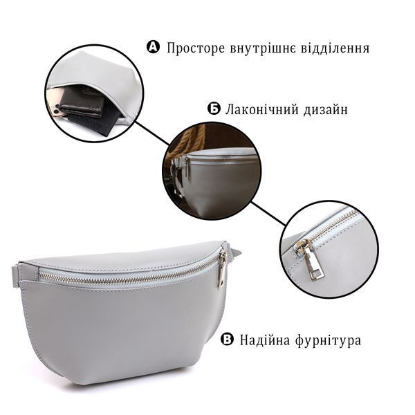 Жіноча бананка із натуральної шкіри Shvigel 16389 Сірий 16389 фото