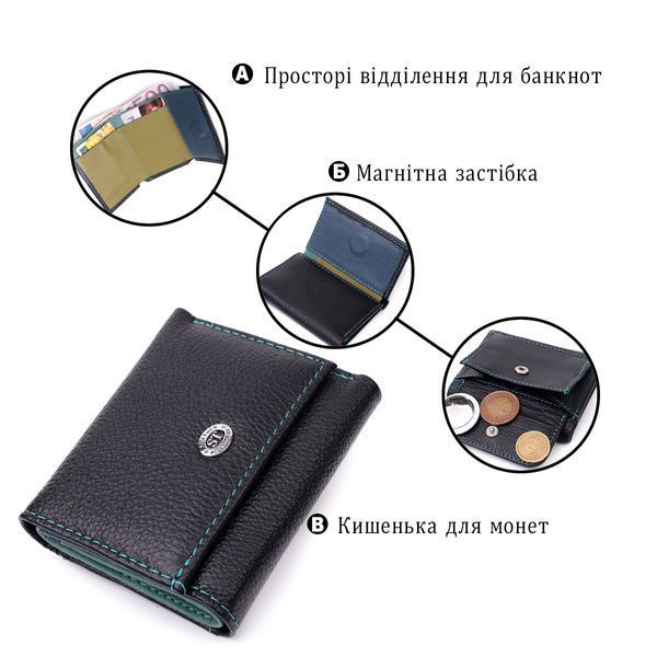 Женский небольшой кошелек из натуральной кожи ST Leather 19504 Черный 19504 фото