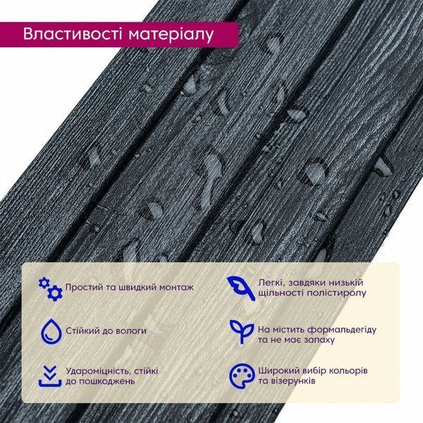 Рейка декоративная PS 2900х120х12мм Темный графит SW-00002128 SW-00002128 фото