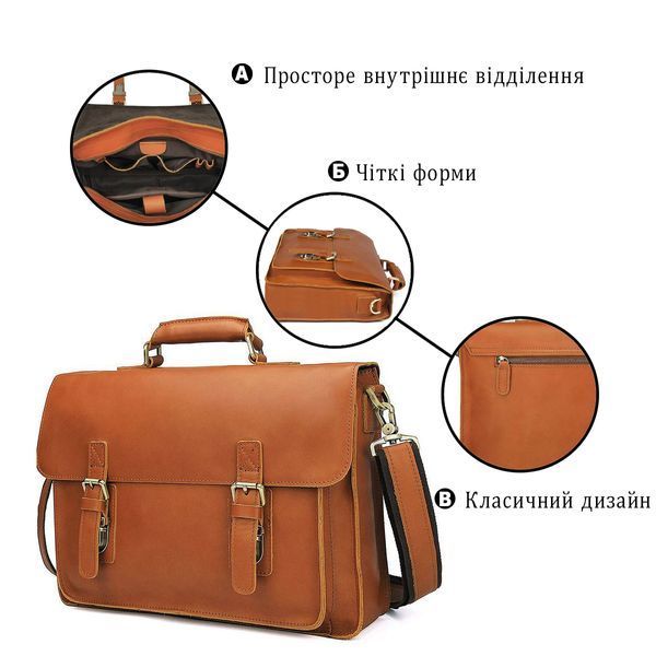Кожаный портфель матовый Vintage 14937 Рыжий 14937 фото