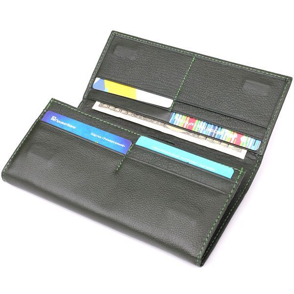 Горизонтальный кошелек у два сложения из натуральной кожи ST Leather 23067 Зеленый 23067 фото