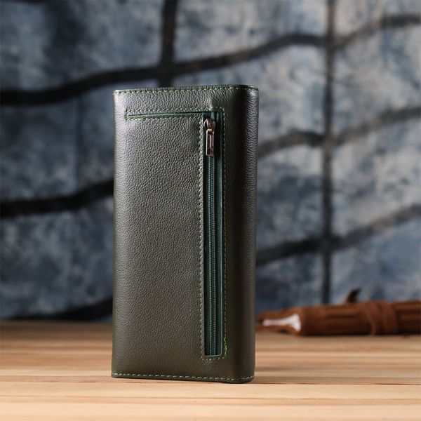 Горизонтальный кошелек у два сложения из натуральной кожи ST Leather 23067 Зеленый 23067 фото