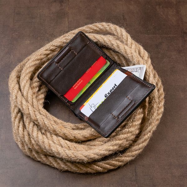 Вертикальне портмоне-кредитниця комбі в гладкій шкірі GRANDE PELLE 11328 Коричневе 11328 фото