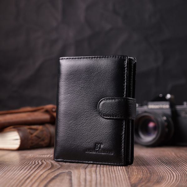 Солидный мужской бумажник вертикального формата из натуральной кожи ST Leather 22462 Черный 22462 фото