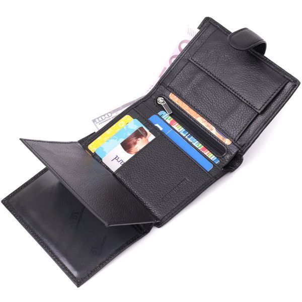 Солидный мужской бумажник вертикального формата из натуральной кожи ST Leather 22462 Черный 22462 фото