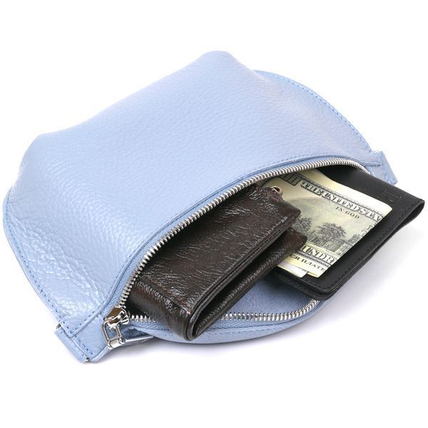 Кожаная удобная женская бананка Shvigel 16374 Голубой 16374 фото