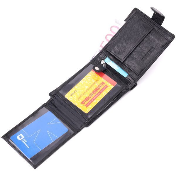 Интересный бумажник с блоком под документы из натуральной кожи ST Leather 22480 Черный 22480 фото