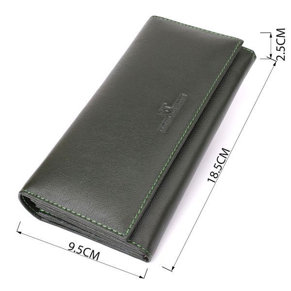 Горизонтальный кошелек у два сложения из натуральной кожи ST Leather 23067 Зеленый 23067 фото