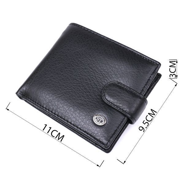 Чоловічий шкіряний купюрник для карток купюр та монет ST Leather 18308 Чорний 18308 фото