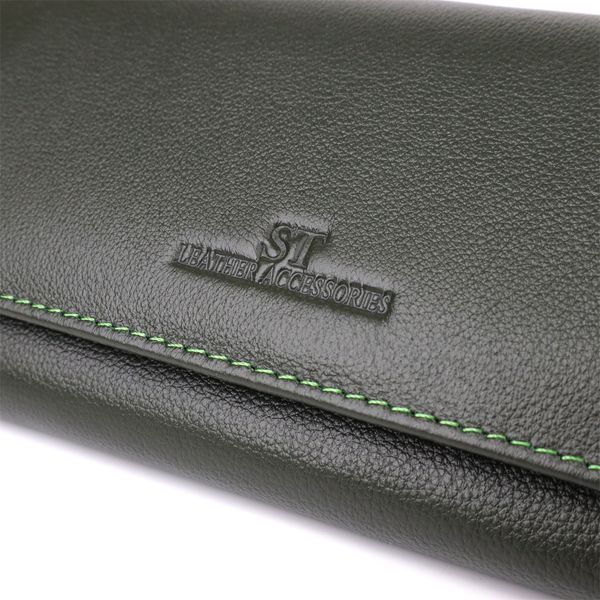 Горизонтальный кошелек у два сложения из натуральной кожи ST Leather 23067 Зеленый 23067 фото