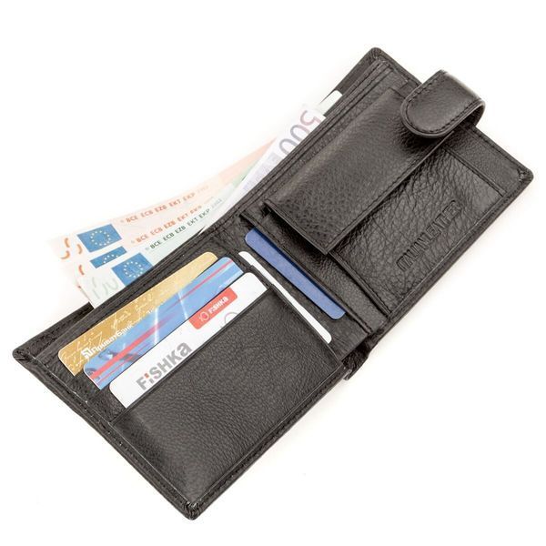 Чоловічий шкіряний купюрник для карток купюр та монет ST Leather 18308 Чорний 18308 фото