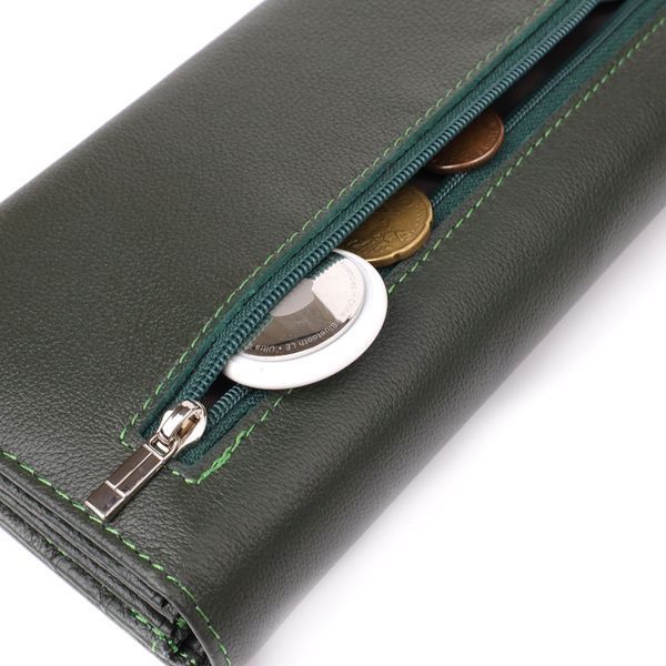 Горизонтальный кошелек у два сложения из натуральной кожи ST Leather 23067 Зеленый 23067 фото