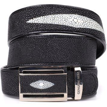 Ремень-автомат STINGRAY LEATHER 18203 из натуральной кожи морского ската Черный 18203 фото