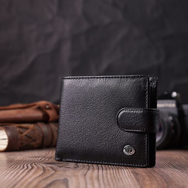 Чоловічий гаманець середнього розміру з натуральної шкіри ST Leather 22484 Чорний 22484 фото