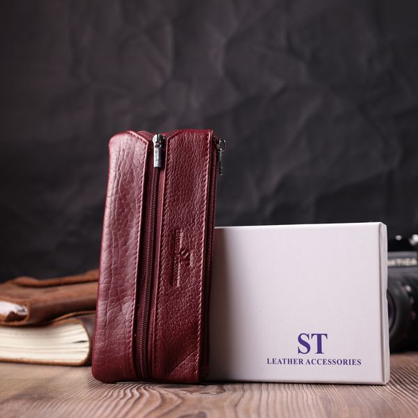 Кожаная ключница на молнии ST Leather 22558 Бордовый 22558 фото
