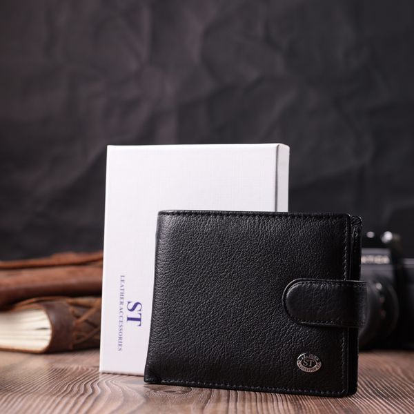 Чоловічий гаманець середнього розміру з натуральної шкіри ST Leather 22484 Чорний 22484 фото