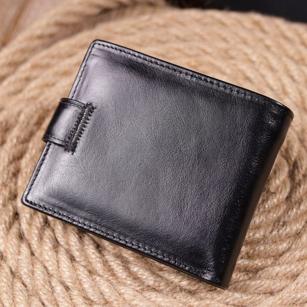 Надежный мужской бумажник из натуральной гладкой кожи ST Leather 19408 Черный 19408 фото