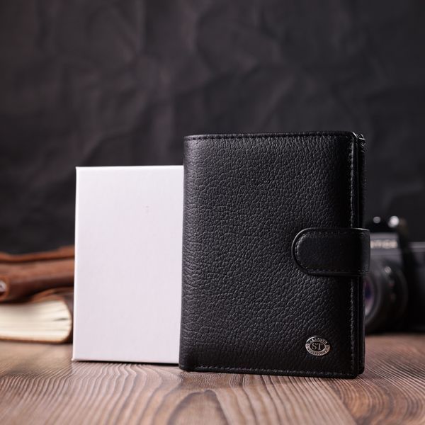 Солидный мужской бумажник из натуральной кожи ST Leather 22467 Черный 22467 фото