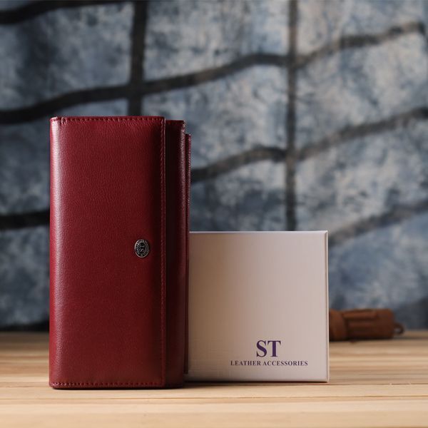 Жіночий гаманець з кишенею для телефону з натуральної шкіри ST Leather 23069 Бордовий 23069 фото