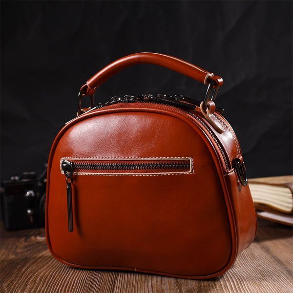 Удобная глянцевая сумка на плечо из натуральной кожи 22129 Vintage Коричневая 22129 фото