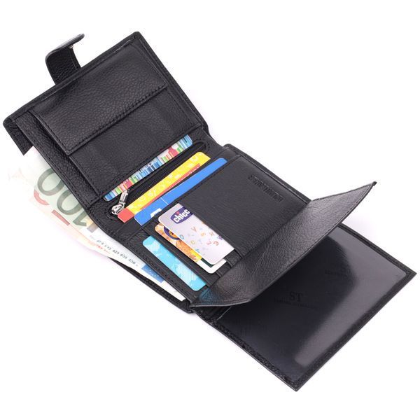 Солидный мужской бумажник из натуральной кожи ST Leather 22467 Черный 22467 фото